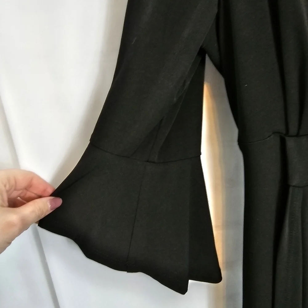 CONNECTED Apparel Size 10 3/4 length bell sleeve pleated ruched waist dress NWT - Picture 6 of 7